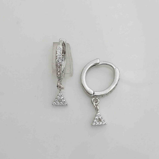 Aro Bañado en Plata Argolla Colgante Triangular Circones
