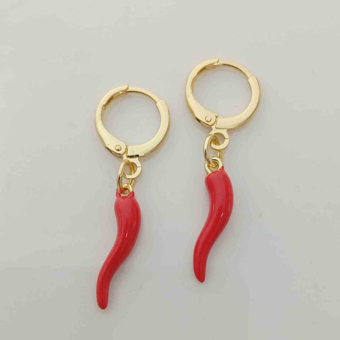 Aro Bañado en Oro Argolla Colgante Aji Rojo 