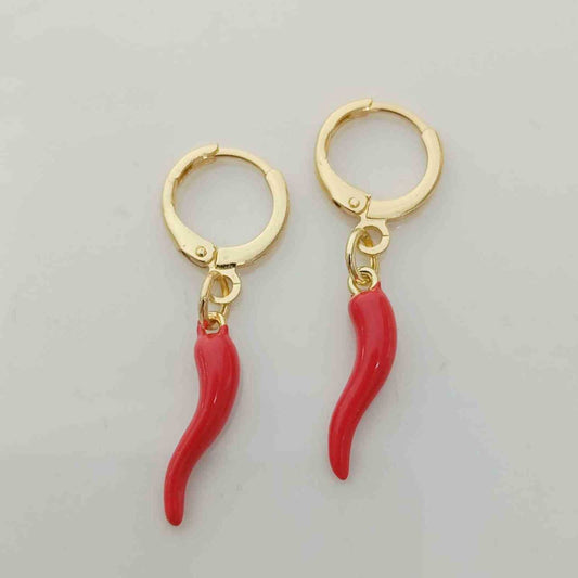 Aro Bañado en Oro Argolla Colgante Aji Rojo 