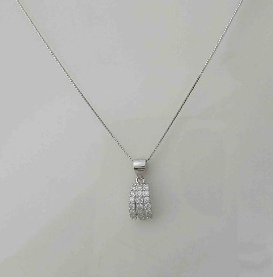 Collar Plata925 3 Lineas Verticales Circones