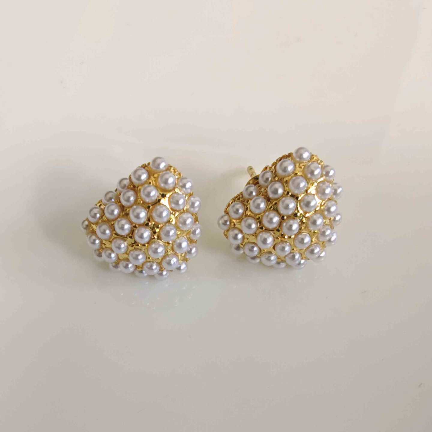 Aro Bañado en Oro Cordo Corazon y Perlas Sobre