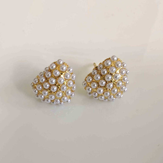 Aro Bañado en Oro Cordo Corazon y Perlas Sobre