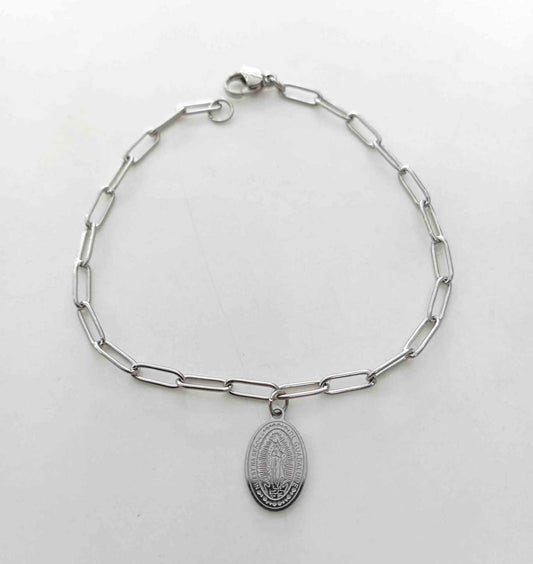 Pulsera Plateado Colgande Virgen