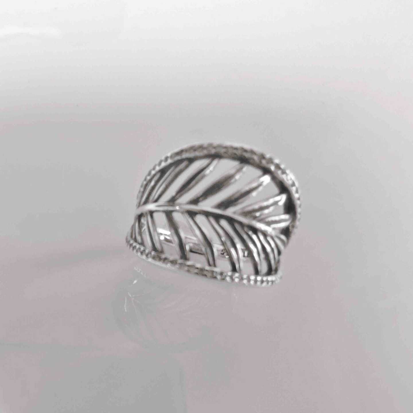 Anillo Plata 925 Hojas con Circones