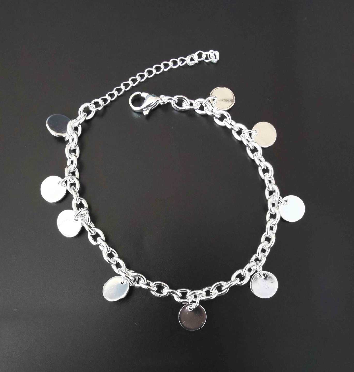 Pulsera Plateada Eslabon 9 Redontido