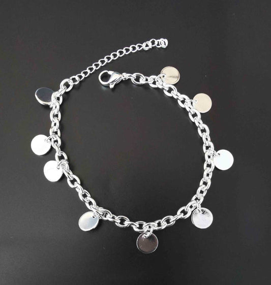 Pulsera Plateada Eslabon 9 Redontido