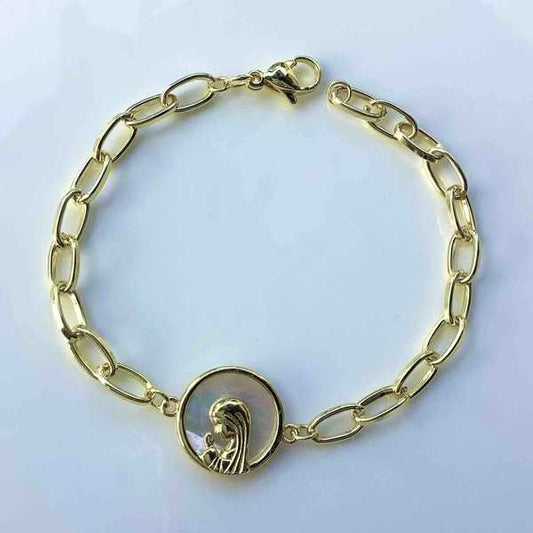 Pulsera Bañado en Oro 18k Virgen Niña Nacal