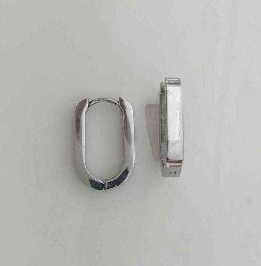 Aro Argolla Acero Inoxitable Plateado Ovalo 3.0/18mm