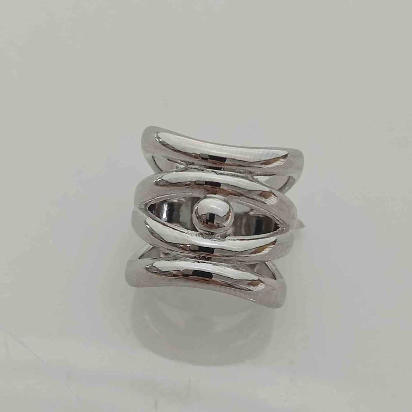 Anillo Bañado en Plata Forma Ojo Ajustable 