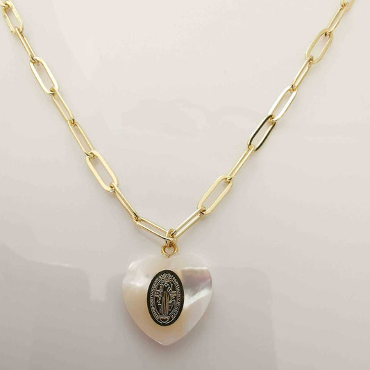 Collar Bañado En Oro Colg. Corazon Nacar Virgen