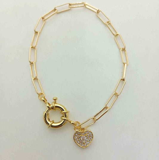 Pulsera Bañado Oro Timon Corazon Circones
