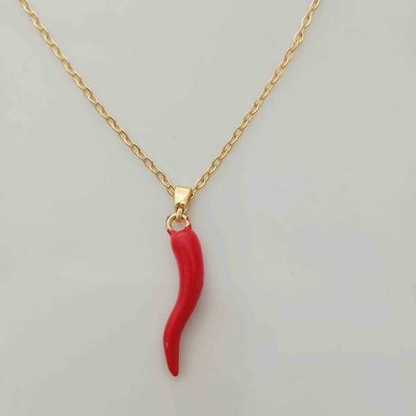Collar Bañado en Oro Aji Rojo 45cm