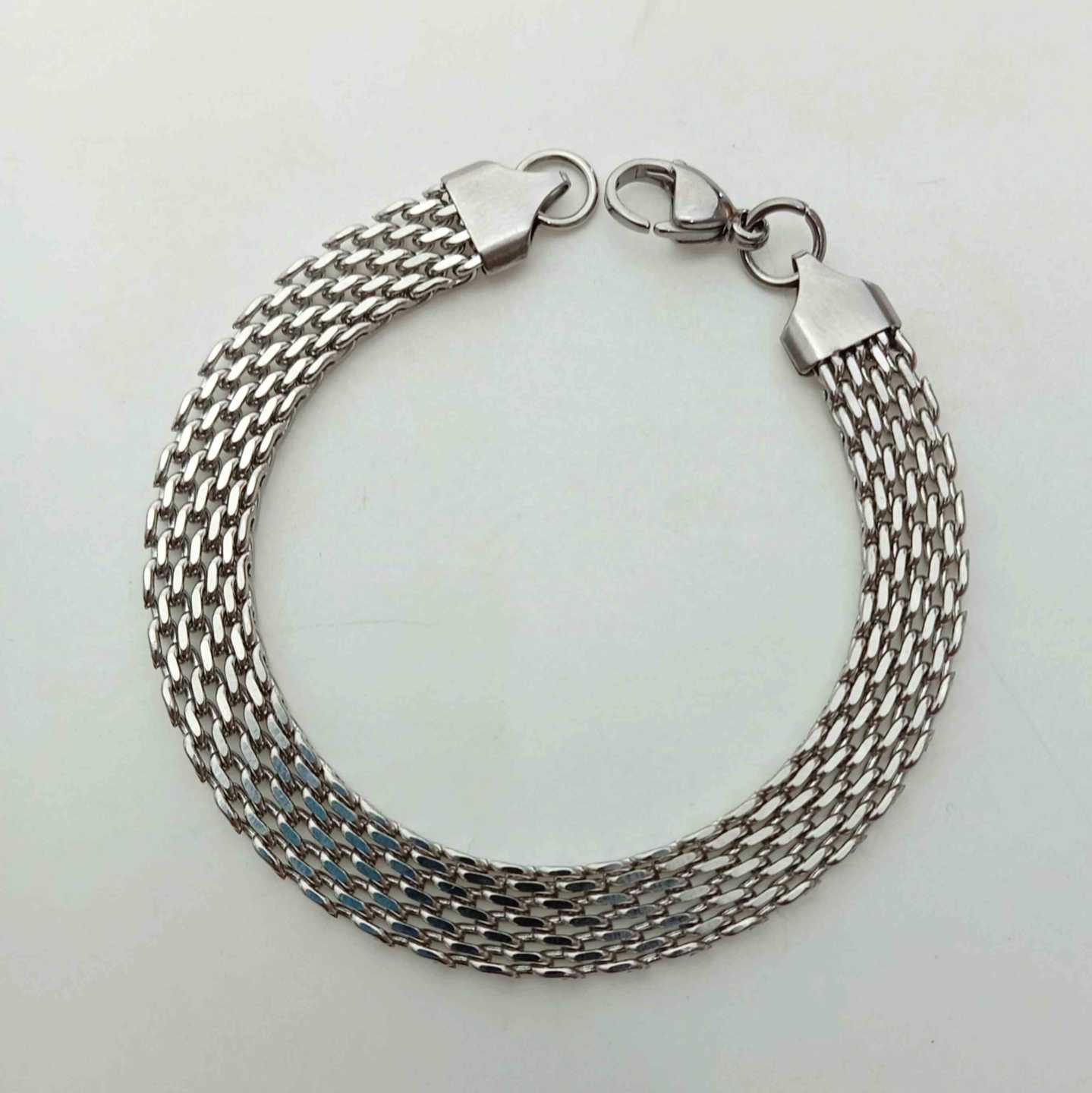 Pulsera Dorada y Plateada Cinta Malla Ancho