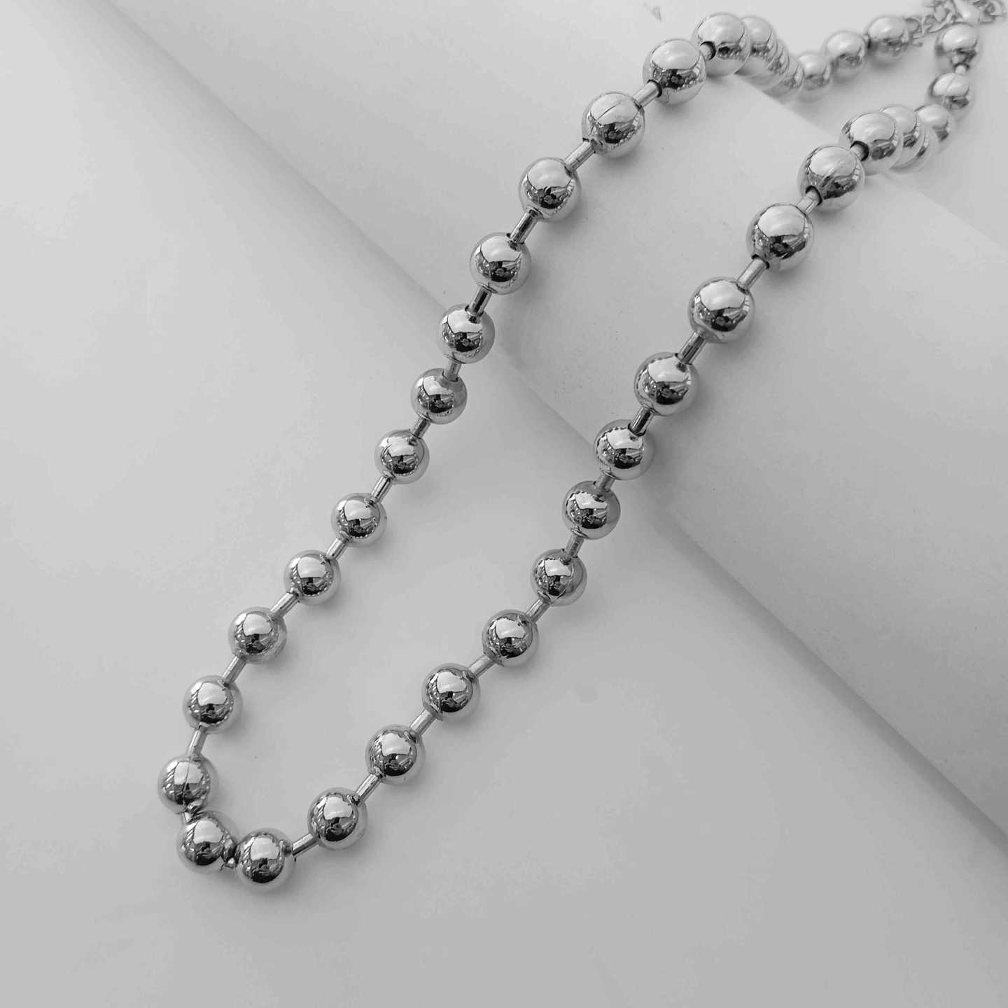Collar Bañado en Oro Plata O Oro 18k Pelotita 8mm/ 45+5cm