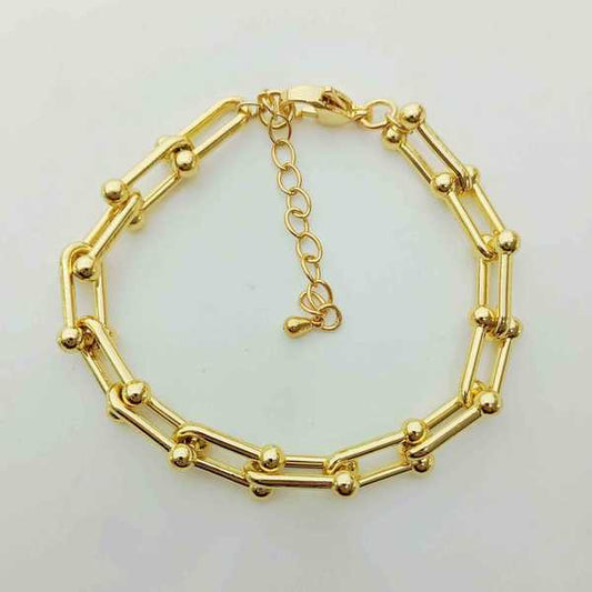 Pulsera Bañado en Oro 18k eslabón herradura