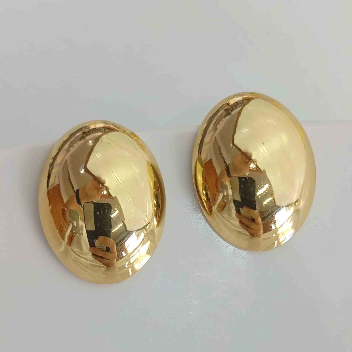 Aro de Acero Dorado Ovalo Liso 30x20mm 
