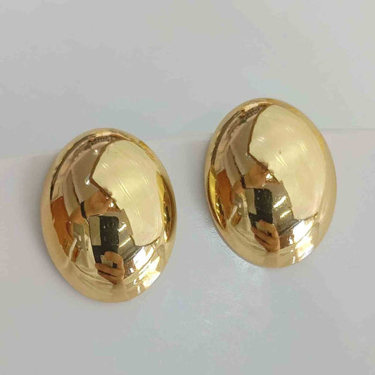 Aro de Acero Dorado Ovalo Liso 30x20mm 