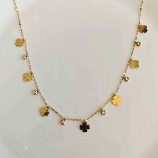 Collar de Acero Dorado 7 Tribol y 6 Punto Luz