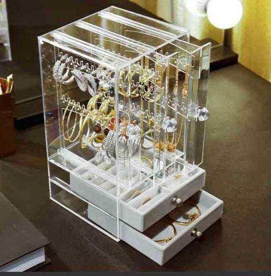 Exhibidor Caja Acrilica Organizador Aros Y Joyas A Cajones 13*13*24.5cm