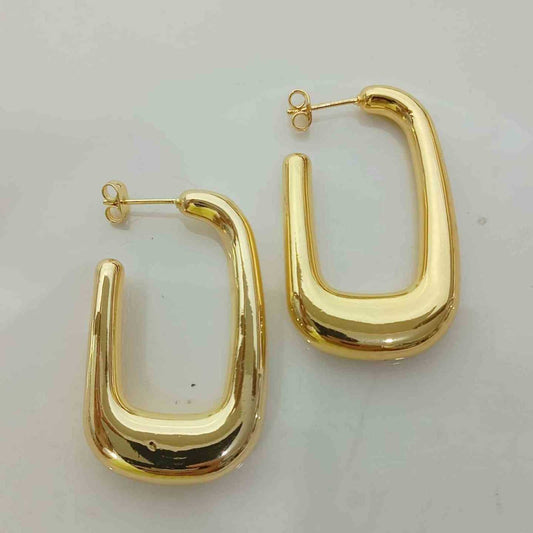 Aro Bañado en Oro Rectángulo Liso Abierto 