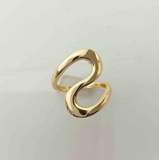 Anillo Bañado en Oro Curva de Onda Ajustable