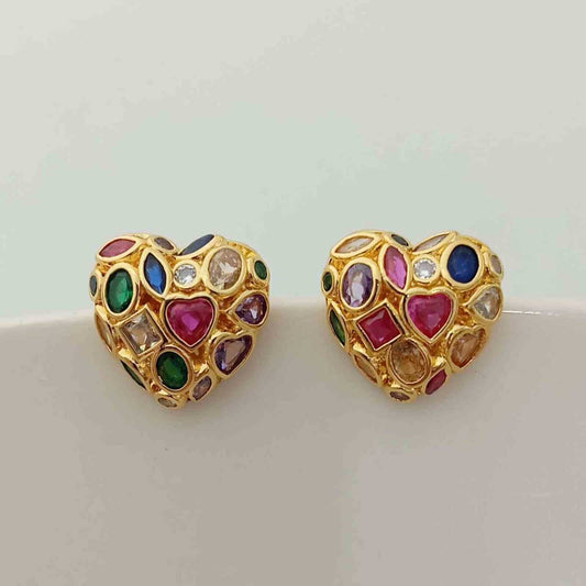 Aro Bañado en Oro 18k Corazon Circones Colores 