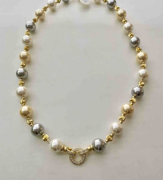 Collar Dorado Perla Mallorca Broche Baño Oro