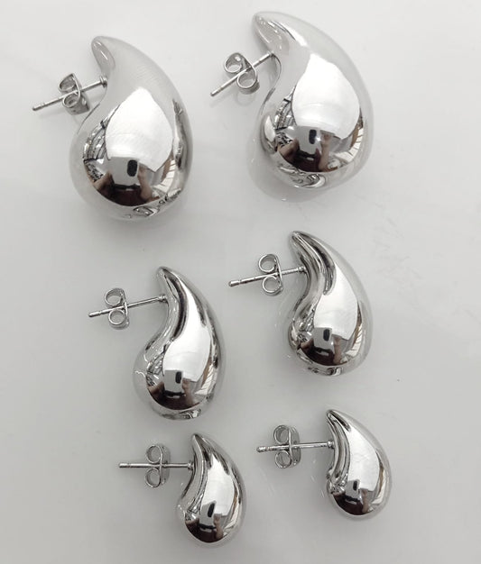 Aro Bañado Plata Gota Mediano 25mm