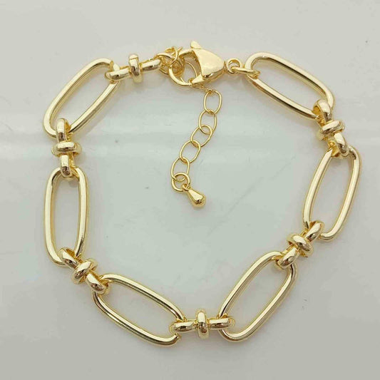 Pulsera Bañado Oro Circulos Conecto Ovalos