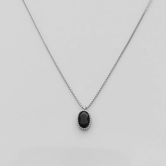 Collar Plata925 Punto Luz Ovalo Negro o Azul