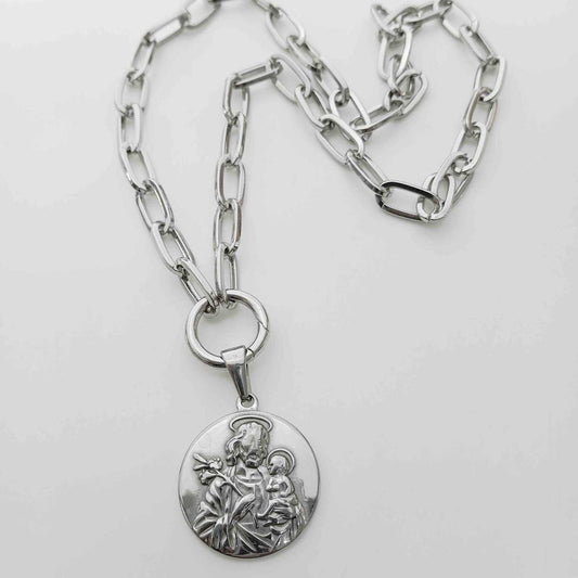 Collar Bañado Plata Colgante San Jose 50cm