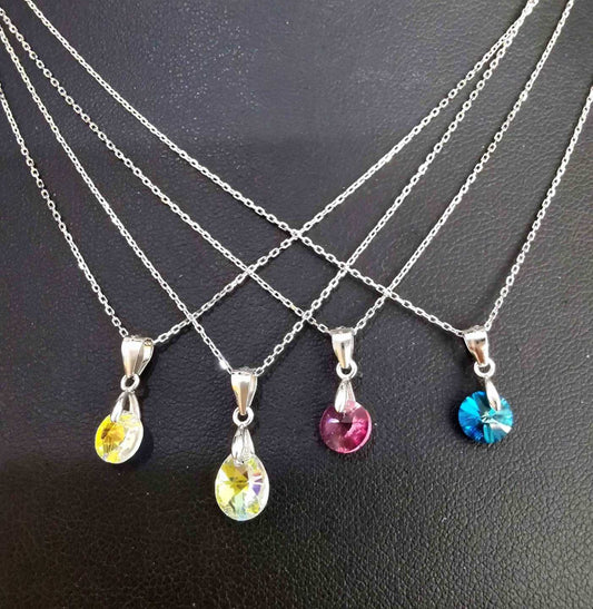 Collar Plata Punto Luz Cristal 6mm