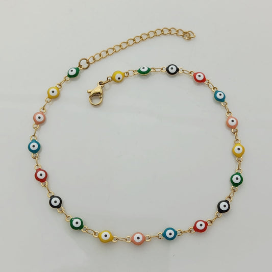 Tobillera Dorada Ojo Turco Colores