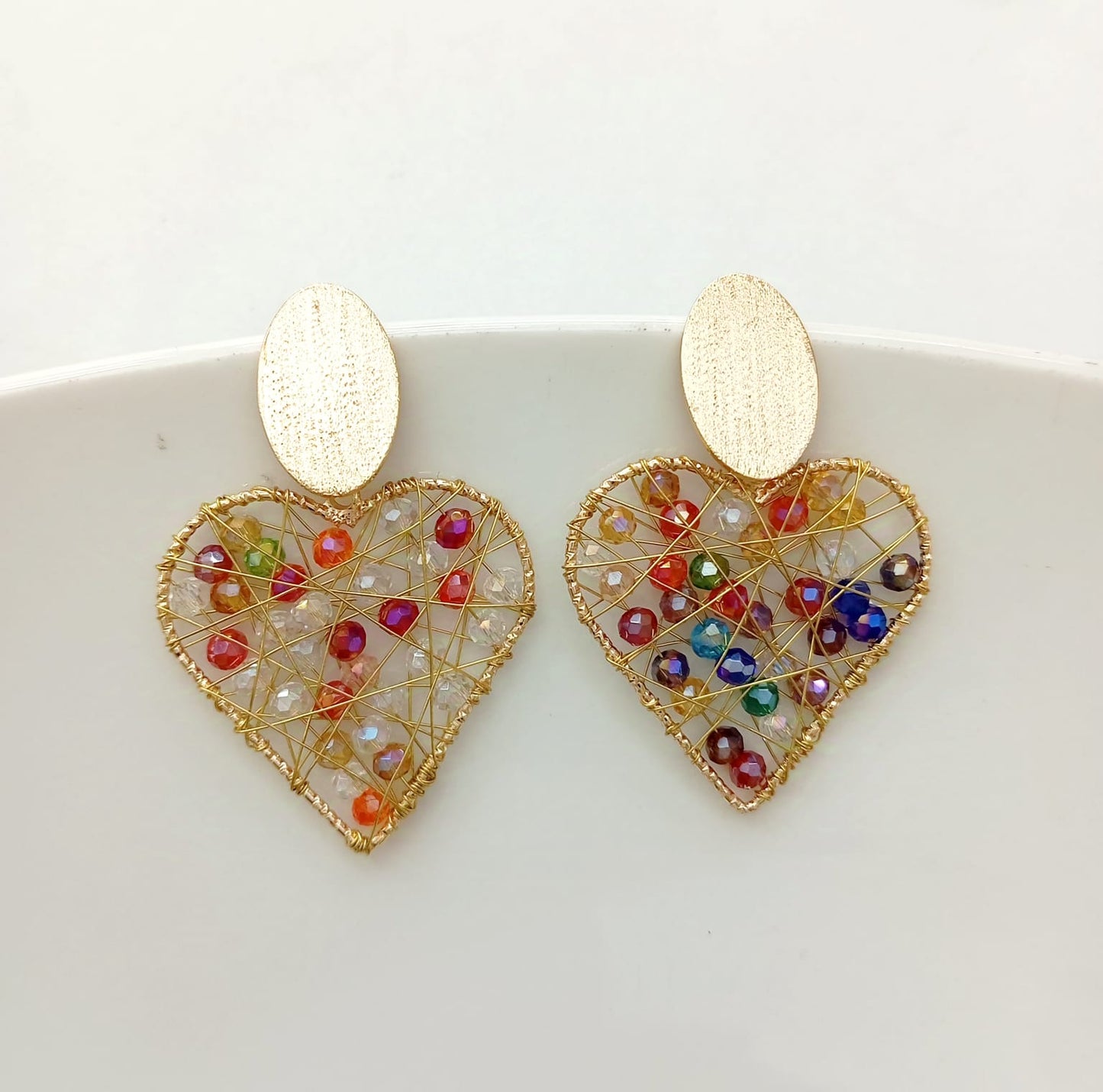 Aro Bañ Dor. Corazon Con Piedras o Con Cristales