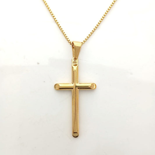 Collar de Acero Dorado Cruz Liso Grande 47*25mm