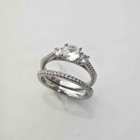 Anillo de Plata925 Dos Juntos Un Solitario Y Un Medio Sintillo