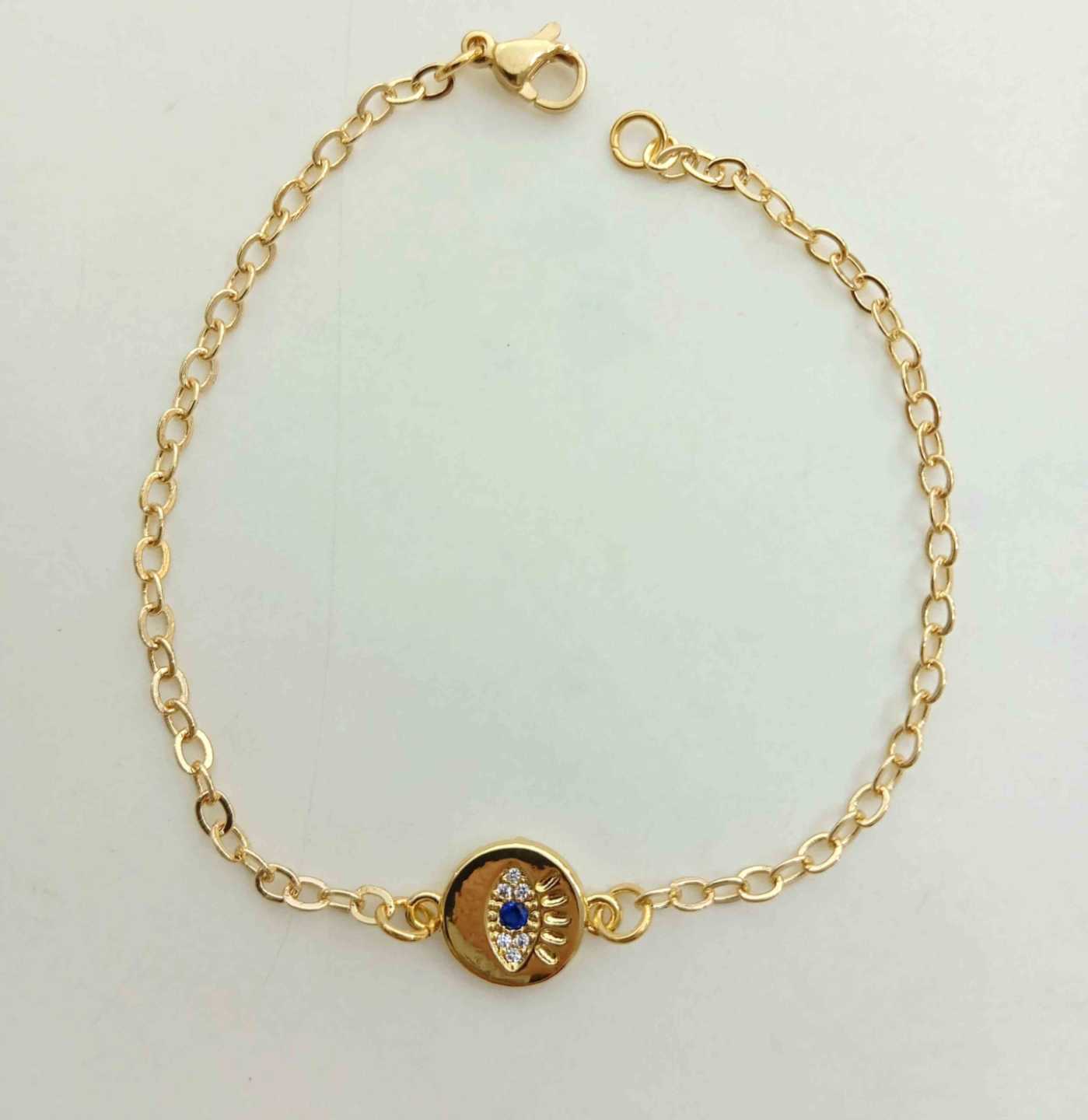 Pulsera Bañado en Oro Ojo Turco Circones
