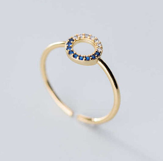 Anillo Plata925 Bañado Oro Circones Juntos Abierto