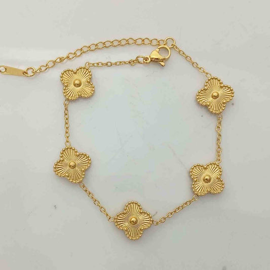 Pulsera de Acero  Dorado 5 Trebol 