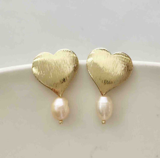 Aro Bañado Oro 18k Corazon Colgante Perla Rio