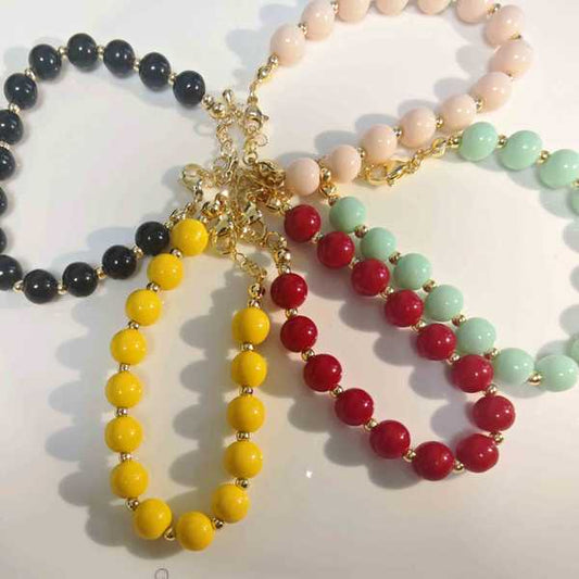 Pulsera Bañado Oro Cristales Colores 8mm