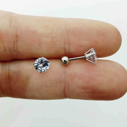 Aro Acero Inoxitable Plateado Punto Luz 6mm Con Tope