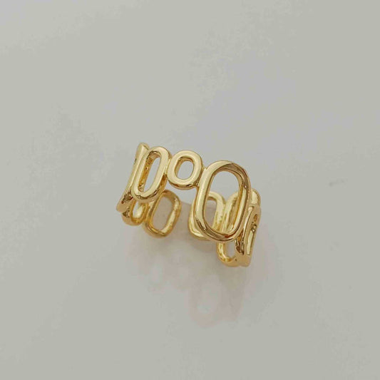 Anillo Bañado Oro Circulo Varios Juntos Ajustable