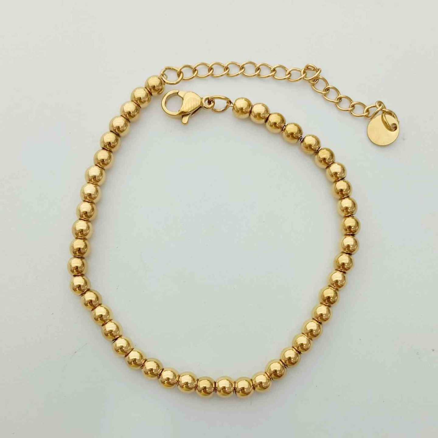 Pulsera Acero Dorado Pelotita Lisa