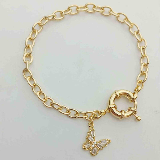 Pulsera Bañado Oro Mariposa Circones 
