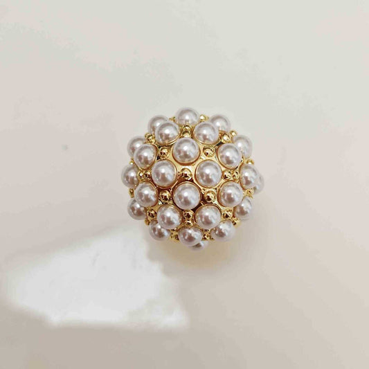 Anillo Cóctel Bañado en Oro 18k Cúpula de Perlas Ajustable
