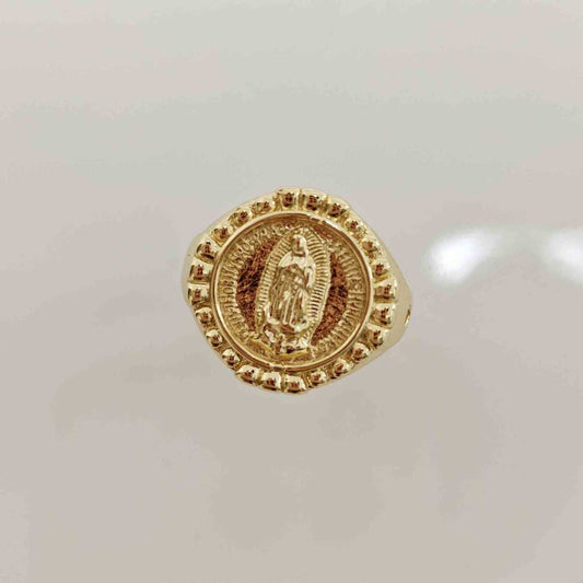 Anillo Sello Bañado en Oro 18k Virgen de Guadalupe Ajustable