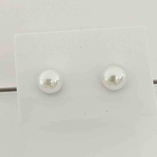 Aro Perla de imitación blanca nacarada, el vastago de acero 4mm 