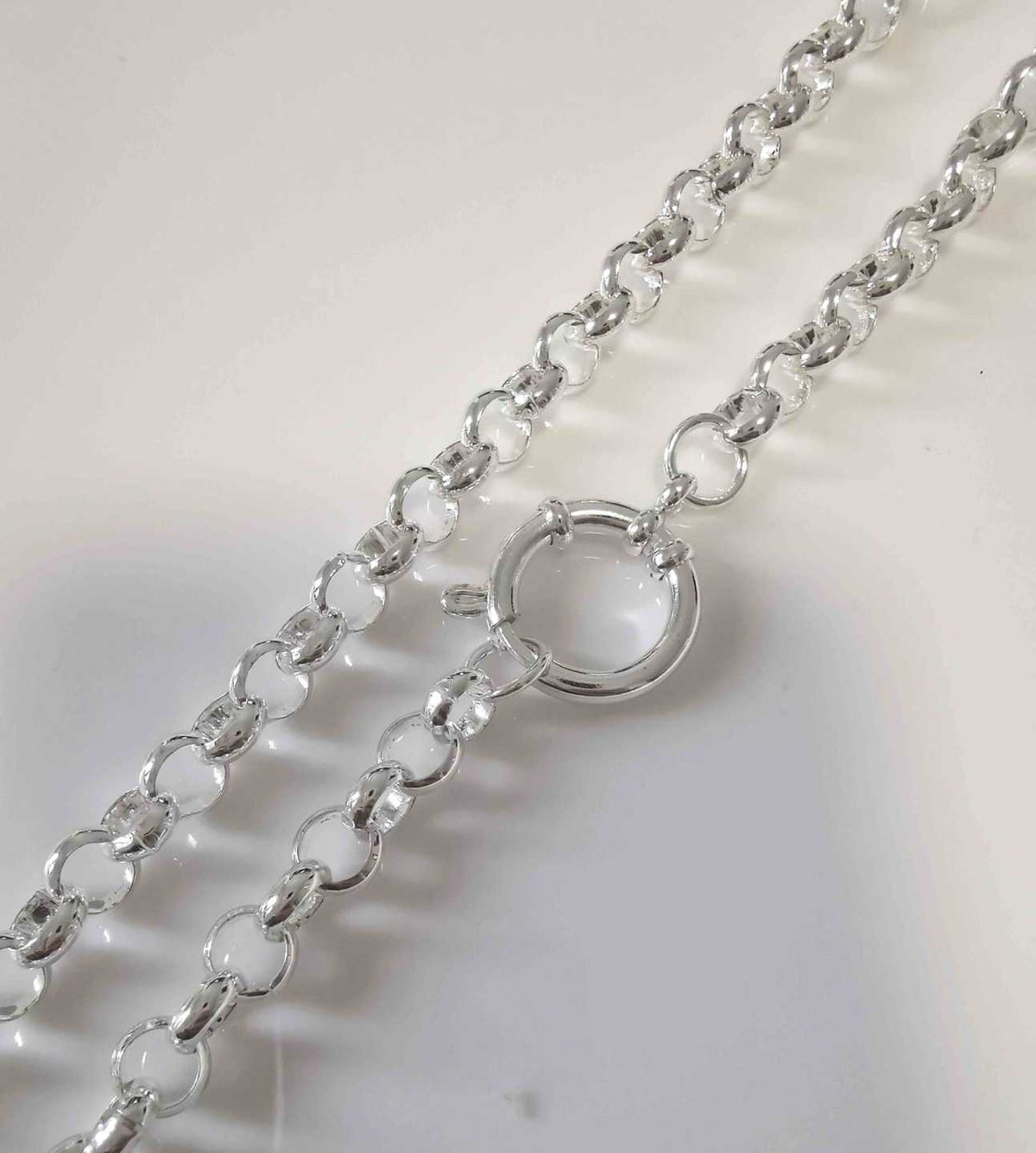 Cadena Acero Bañado Plata Circulo Grueso 50cm