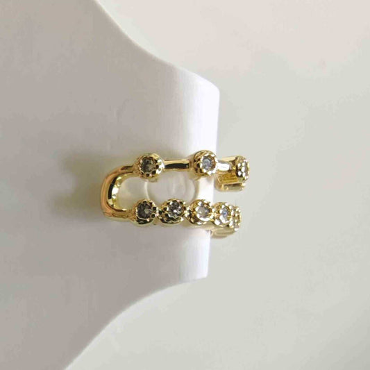 Ear Cuff Bañado en Oro 18k Doble Banda con Circones Engastados